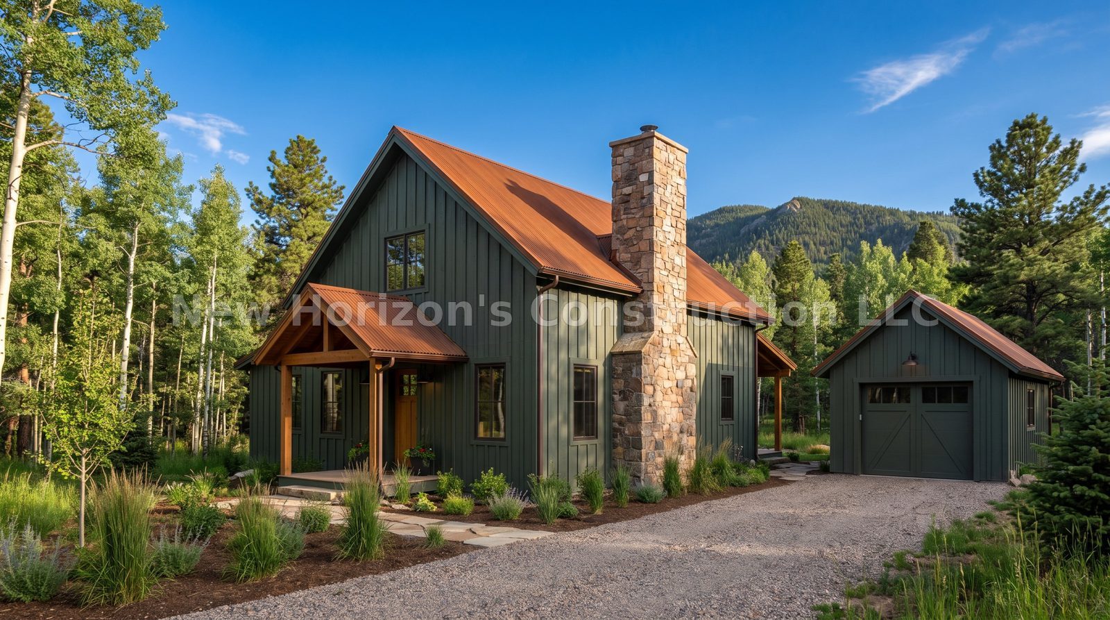 Concept rendering of the Aspen Grove Cabin, a cabin home by New Horizons Construction