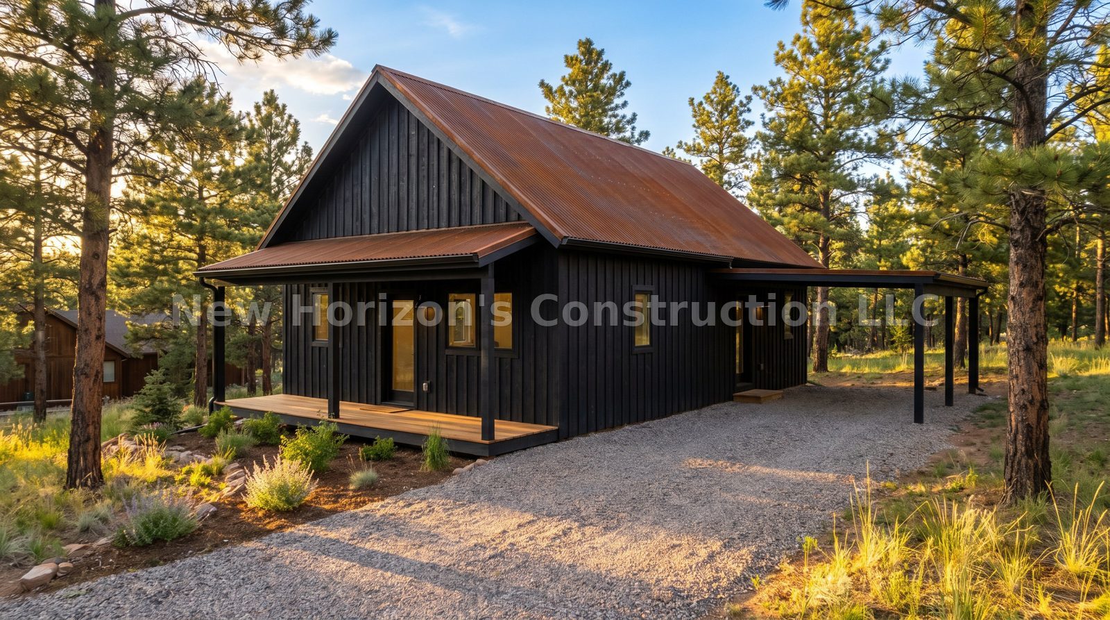 Concept rendering of the Bear Creek Micro Cabin, a cabin home by New Horizons Construction