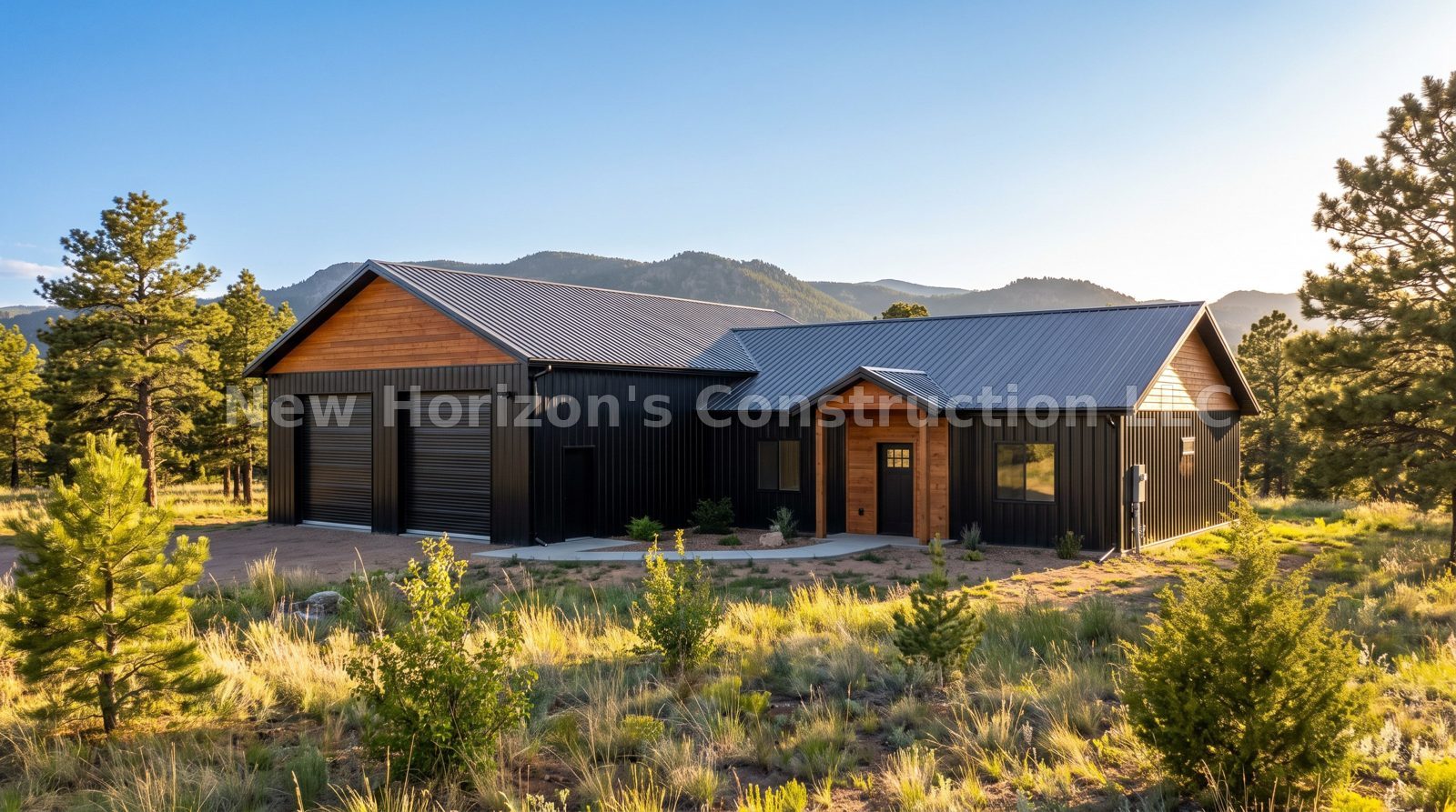 Concept rendering of the Big Sky Shop House, a barndominium home by New Horizons Construction