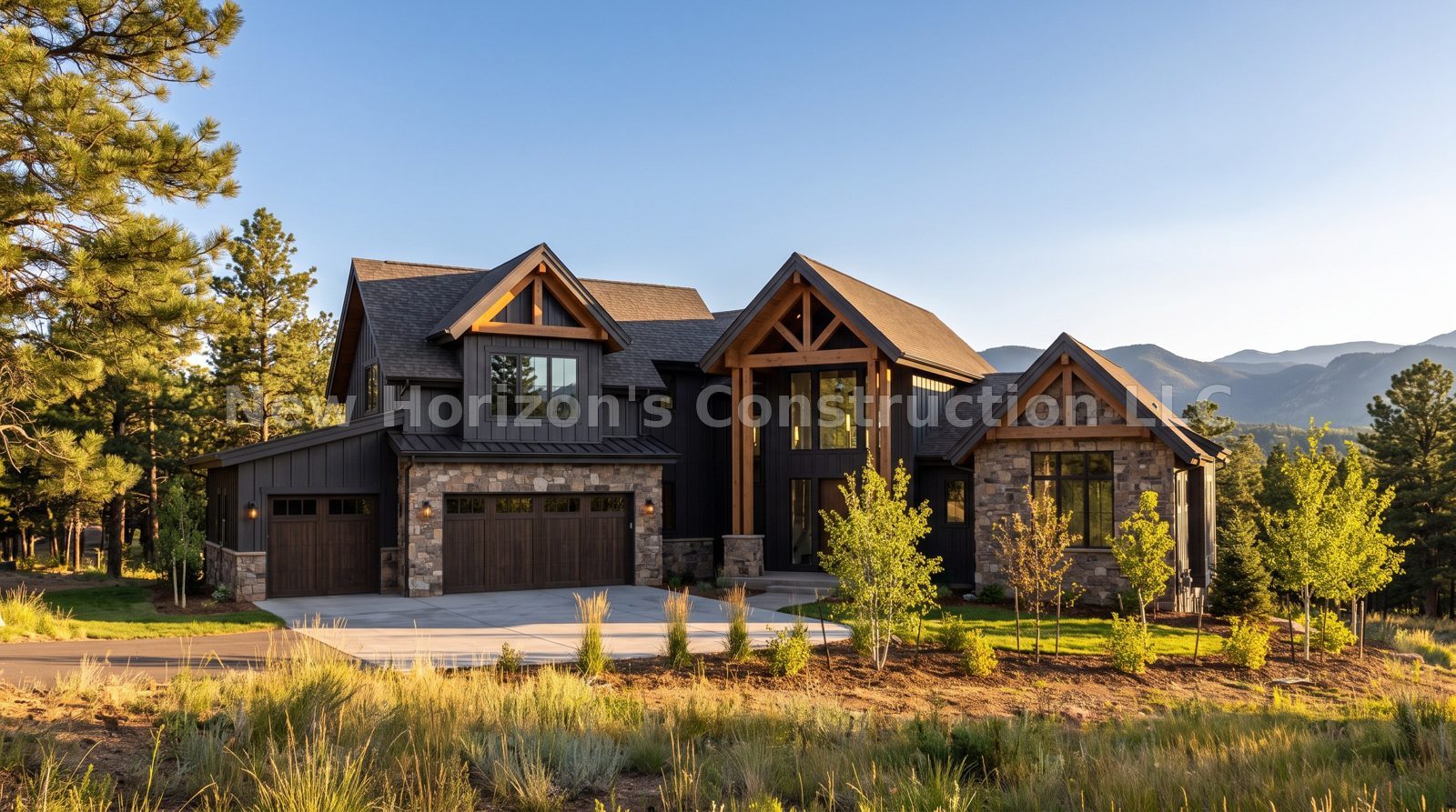 Concept rendering of the Black Forest Timber Lodge, a mountain contemporary home by New Horizons Construction
