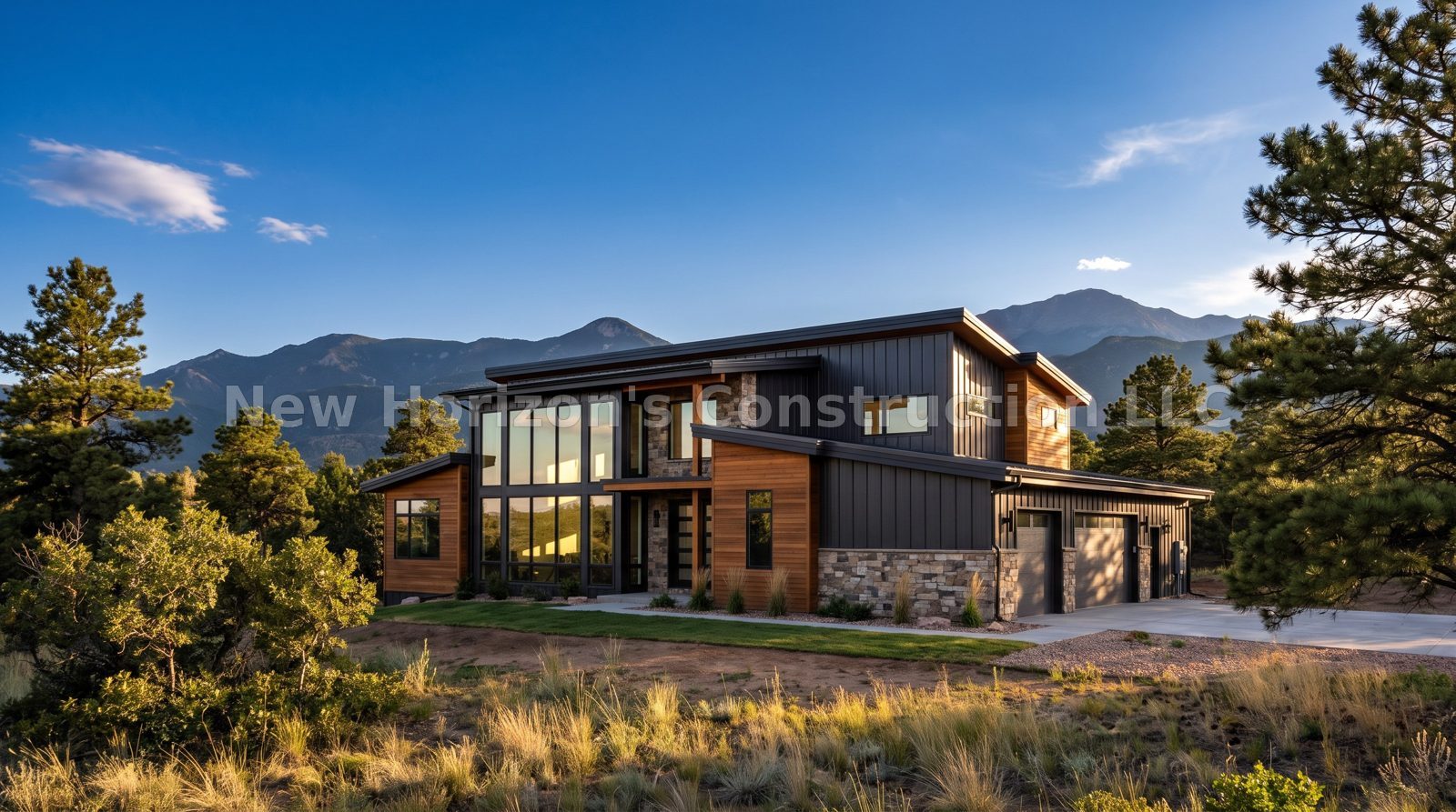 Concept rendering of the Blodgett Peak Mountain Modern, a mountain contemporary home by New Horizons Construction