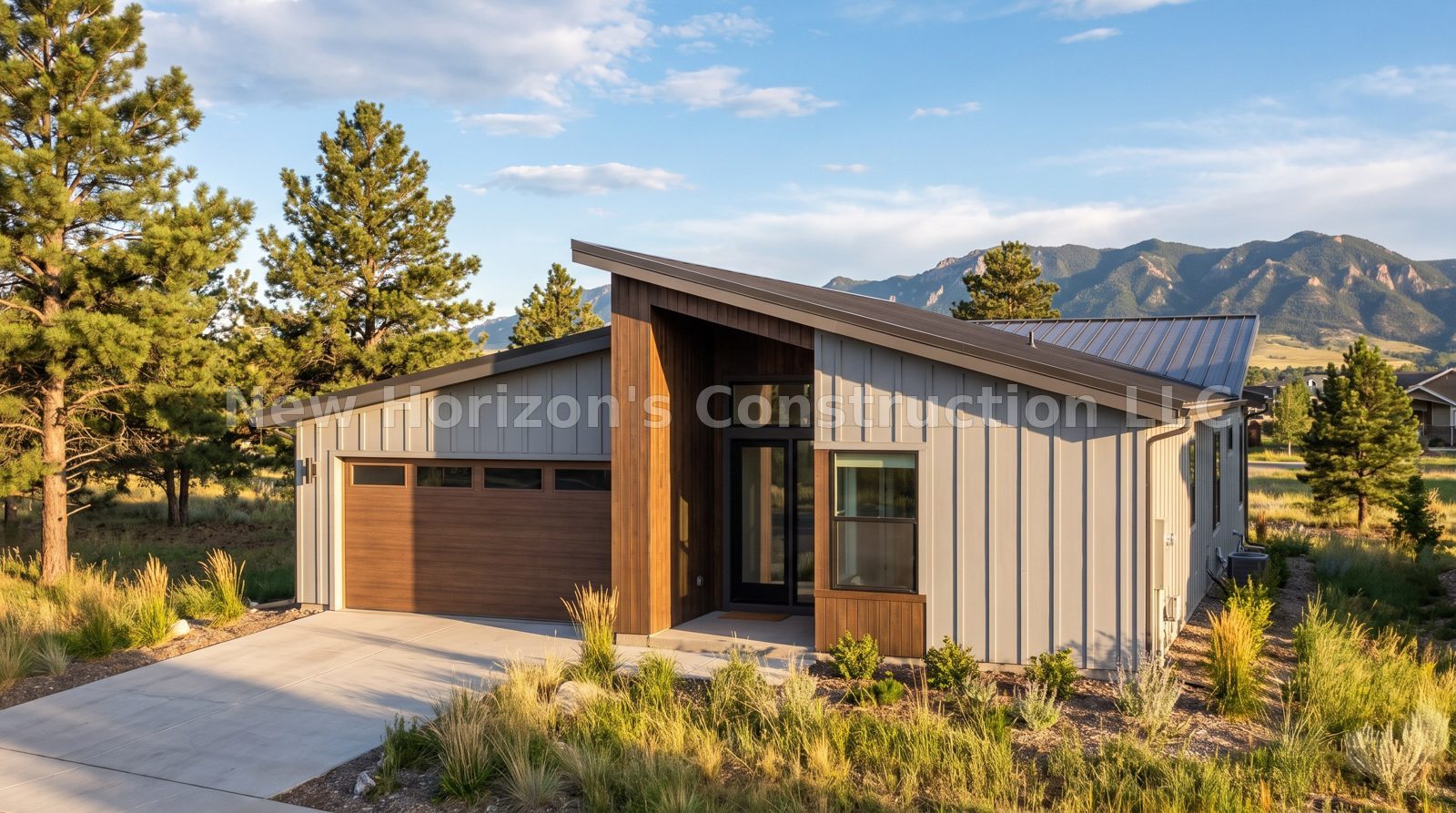 Concept rendering of the Bluestem Modern Ranch, a contemporary home by New Horizons Construction