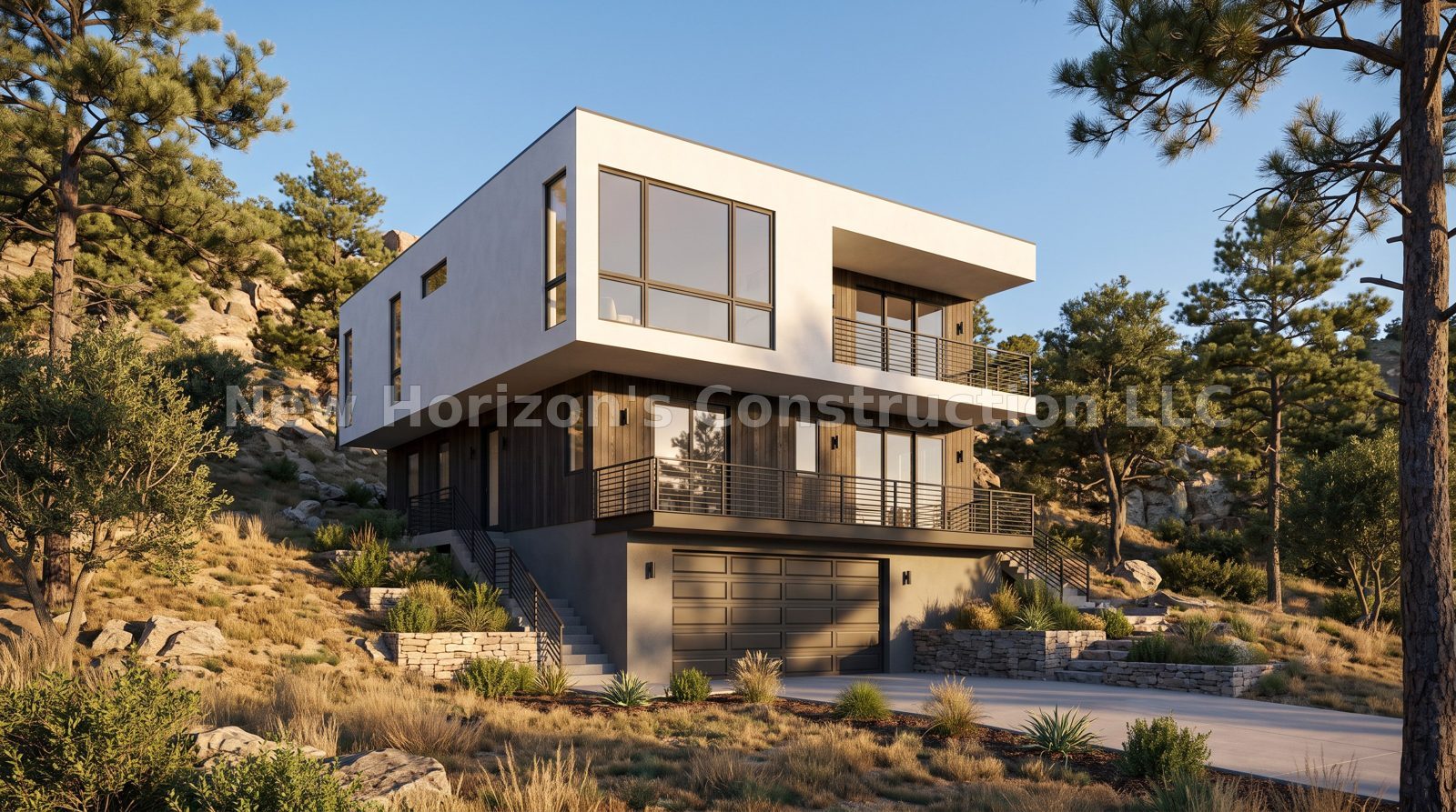 Concept rendering of the Cheyenne Cañon Cantilever, a contemporary home by New Horizons Construction