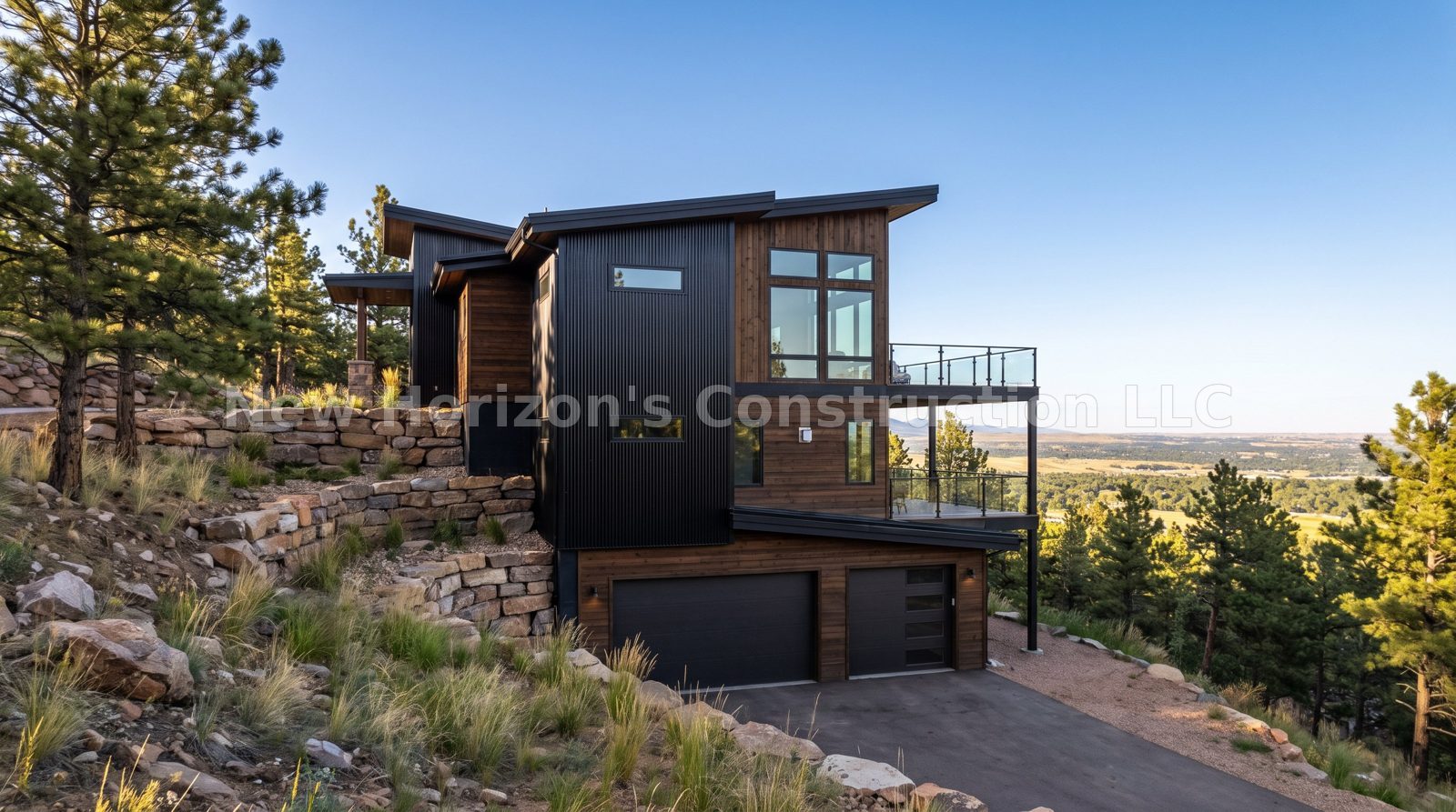 Concept rendering of the Crystal Park Hillside Modern, a mountain contemporary home by New Horizons Construction