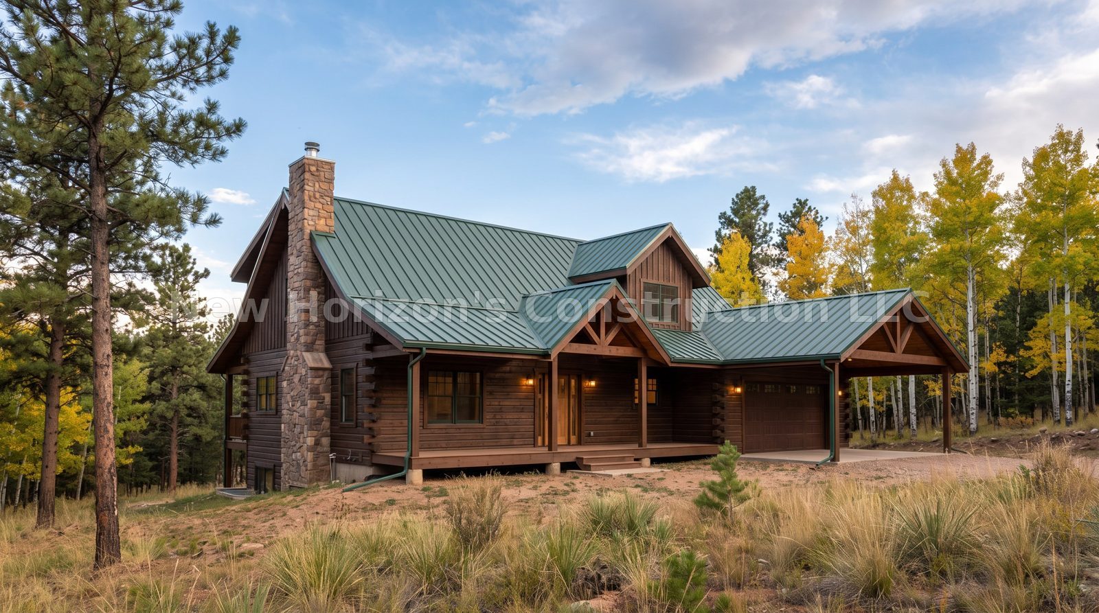 Concept rendering of the Divide Mountain Cabin, a cabin home by New Horizons Construction