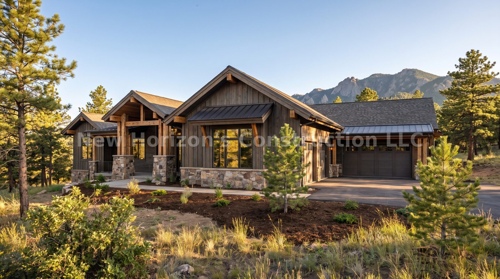 Concept rendering of the Elk Meadow Lodge Ranch, a mountain contemporary home by New Horizons Construction