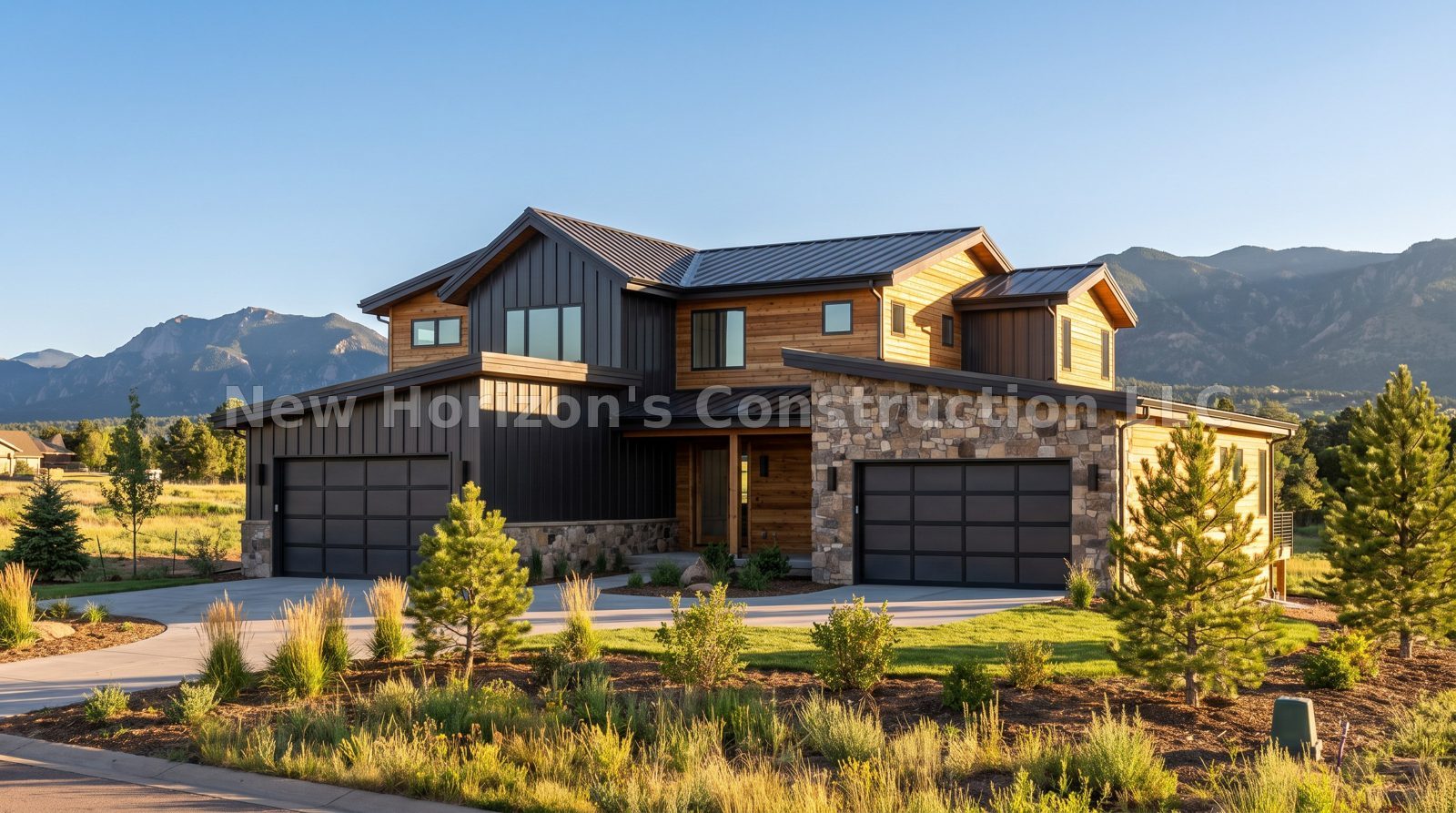 Concept rendering of the Elk Park Mountain Duplex, a mountain contemporary home by New Horizons Construction