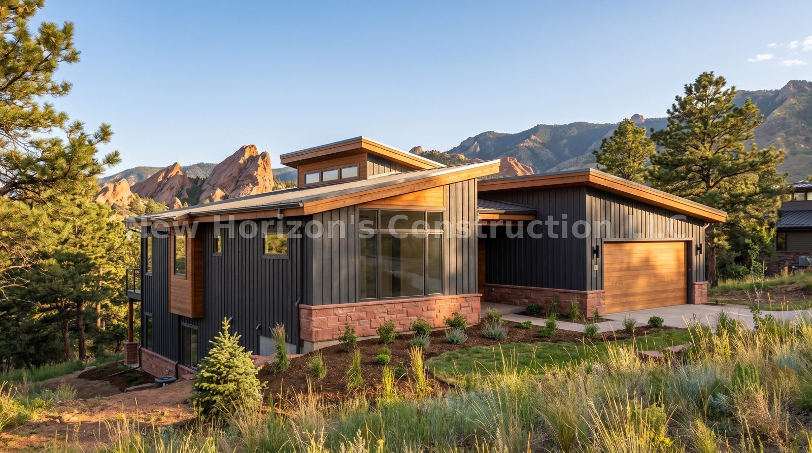 Concept rendering of the Garden of the Gods Ranch, a mountain contemporary home by New Horizons Construction