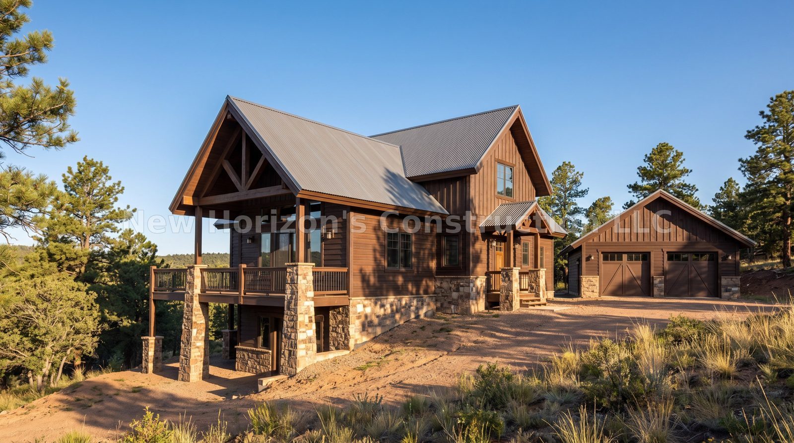 Concept rendering of the Gold Camp Road Cabin, a cabin home by New Horizons Construction