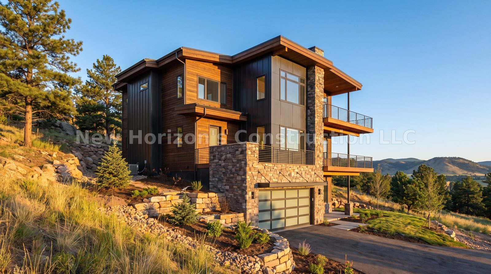 Concept rendering of the Green Mountain Falls Hillside, a mountain contemporary home by New Horizons Construction