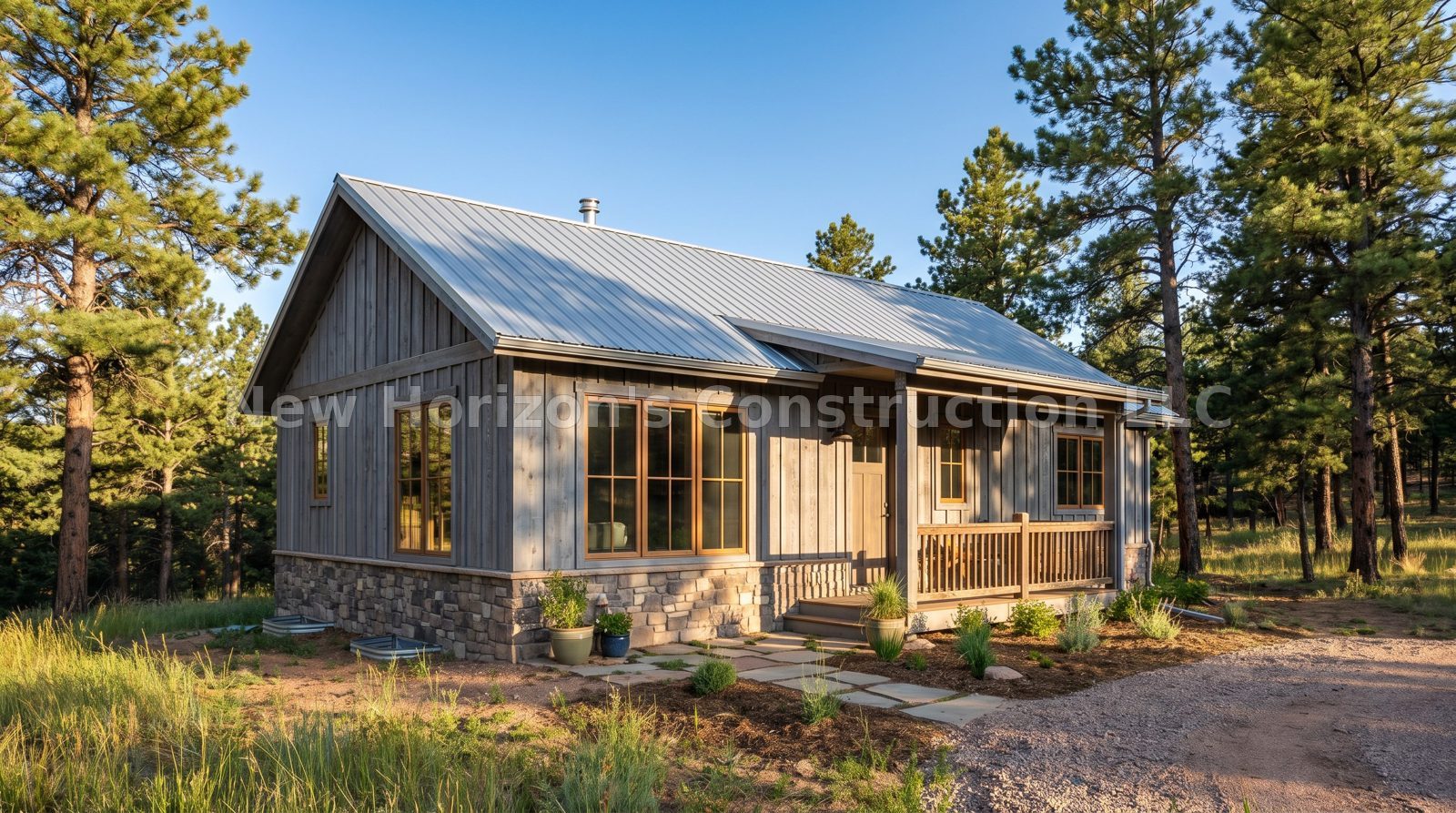 Concept rendering of the Hidden Valley Cabin, a cabin home by New Horizons Construction