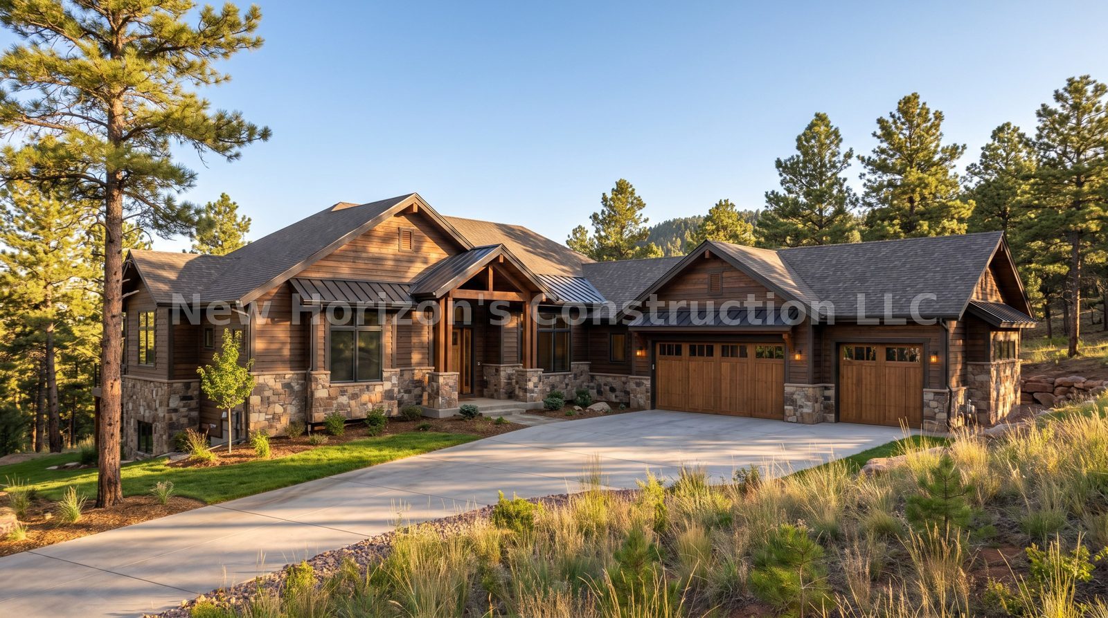 Concept rendering of the Lost Creek Mountain Ranch, a mountain contemporary home by New Horizons Construction