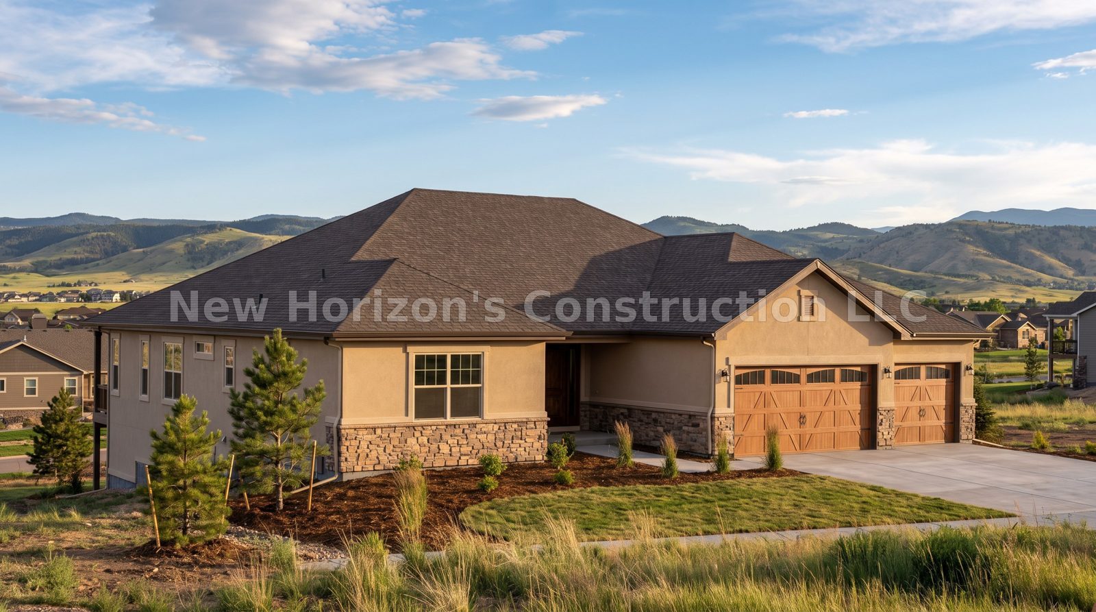 Concept rendering of the Mesa Ridge Ranch, a traditional home by New Horizons Construction