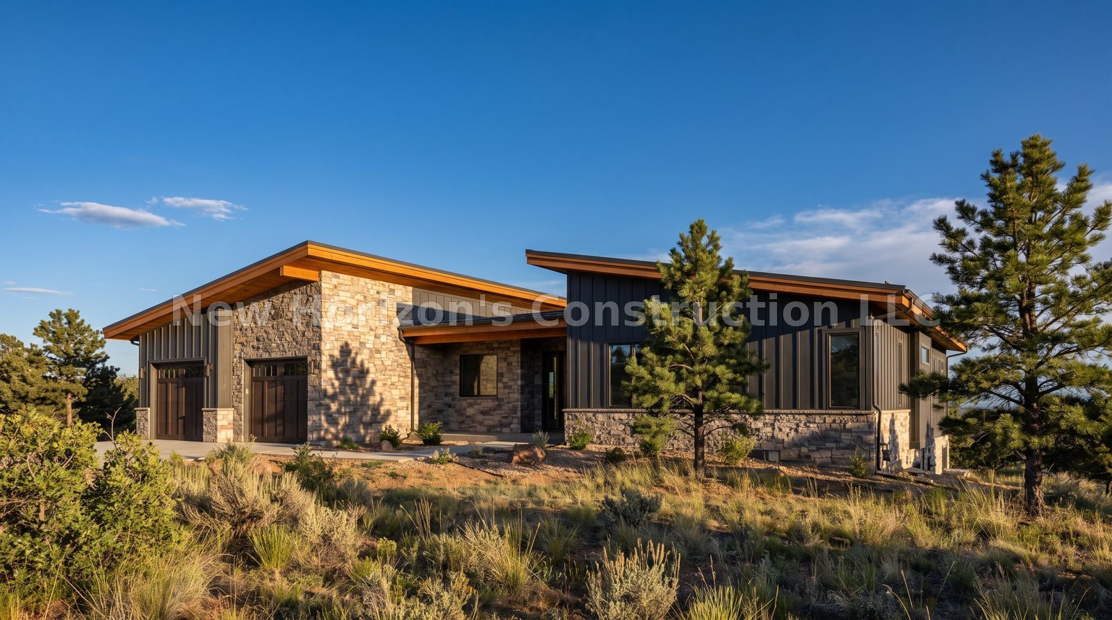 Concept rendering of the Mesa Top View Ranch, a mountain contemporary home by New Horizons Construction