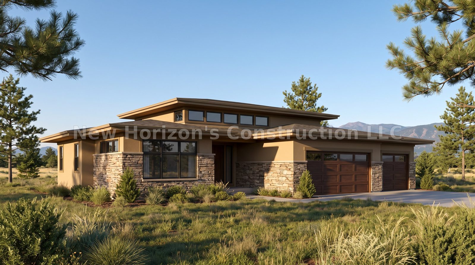 Concept rendering of the Palmer Lake Prairie Ranch, a prairie home by New Horizons Construction