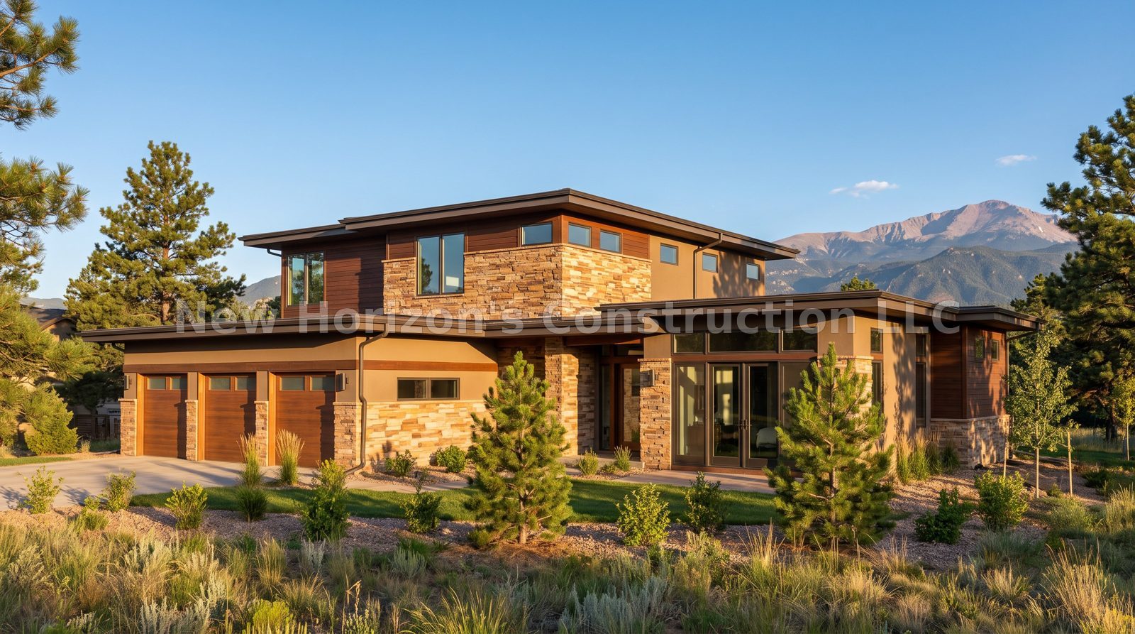 Concept rendering of the Pine Creek Modern Prairie, a prairie home by New Horizons Construction