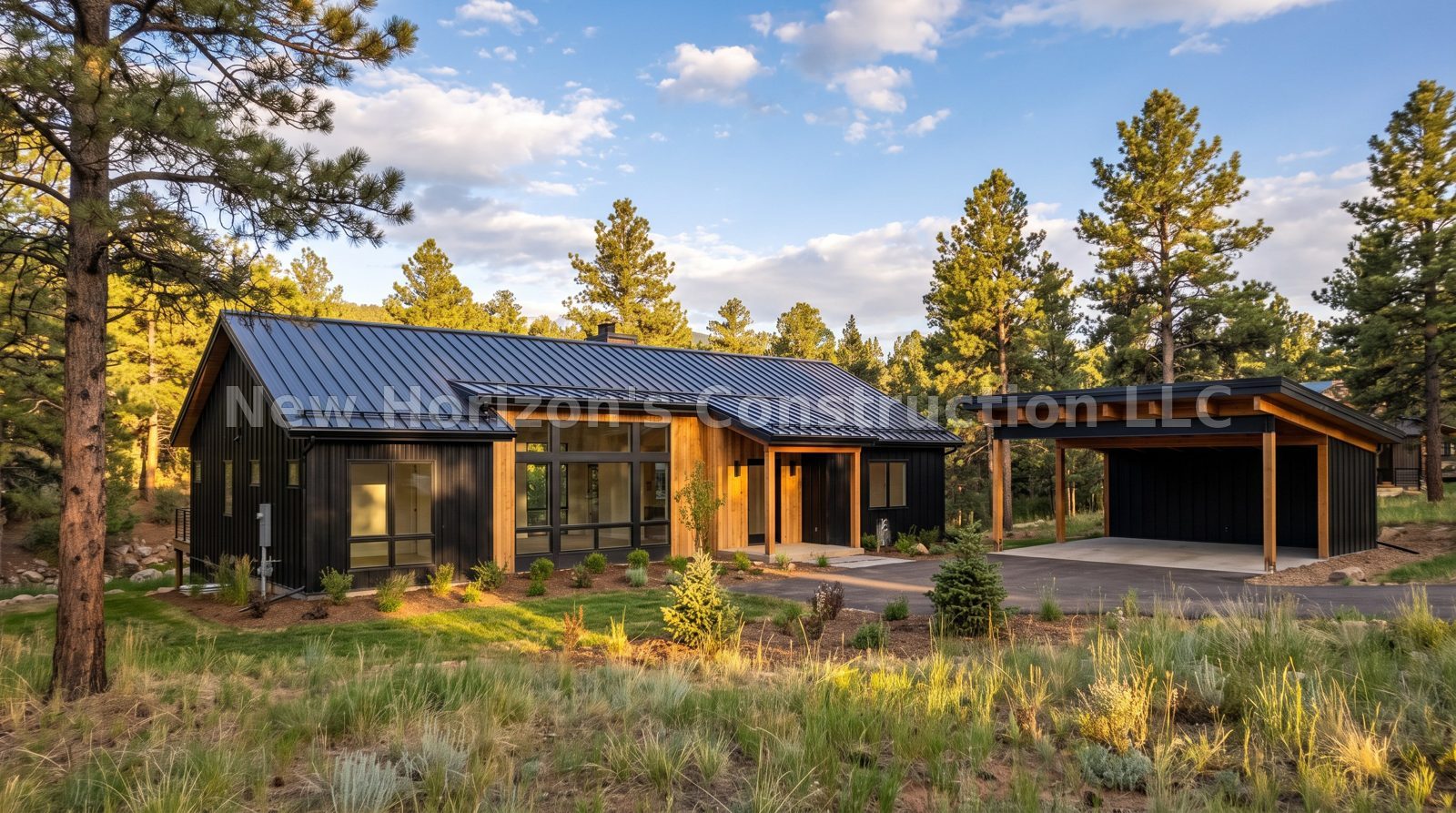 Concept rendering of the Rainbow Falls Glass Cabin, a mountain contemporary home by New Horizons Construction