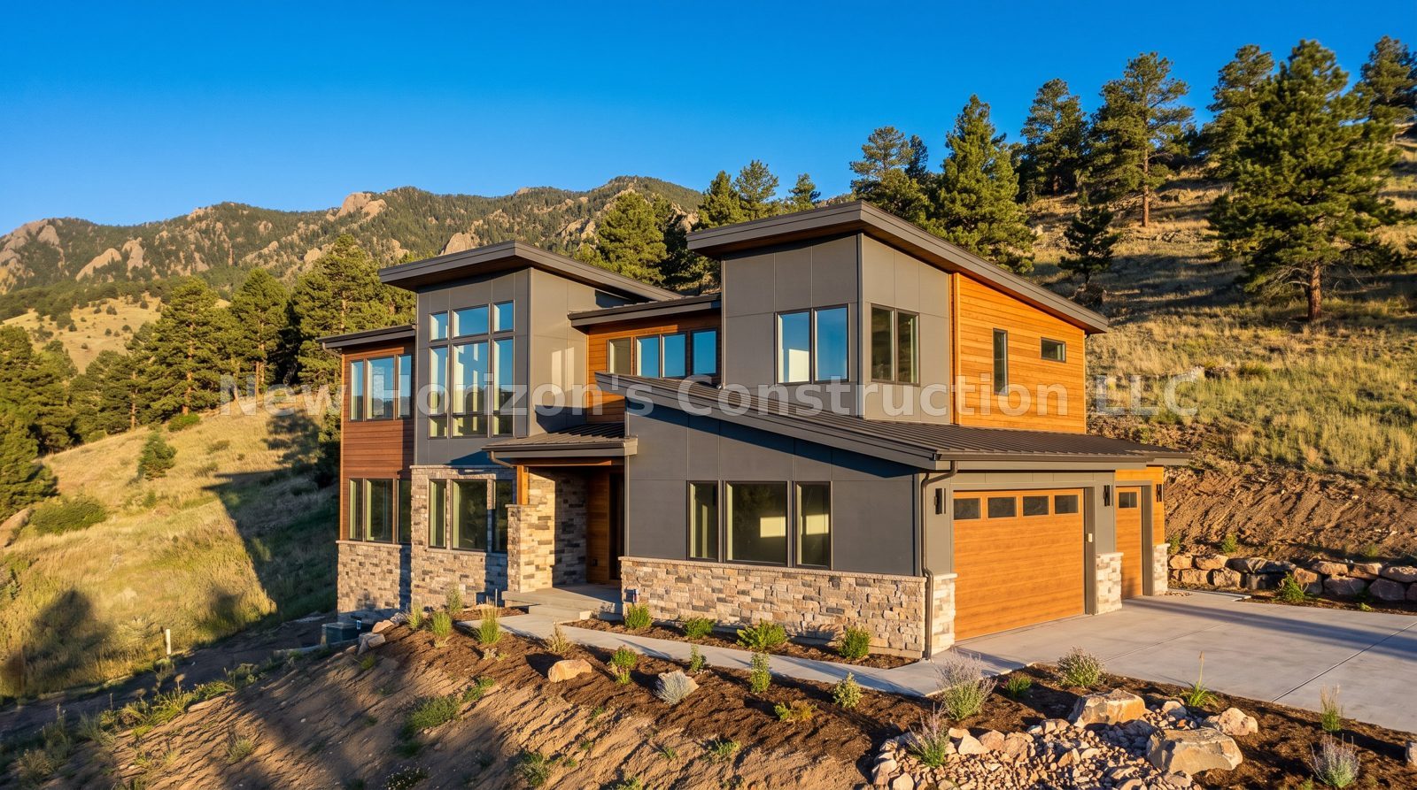 Concept rendering of the Rockrimmon Mountain Two-Story, a mountain contemporary home by New Horizons Construction
