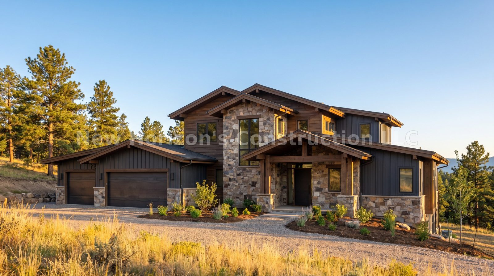 Concept rendering of the Saddle Peak Modern Lodge, a mountain contemporary home by New Horizons Construction