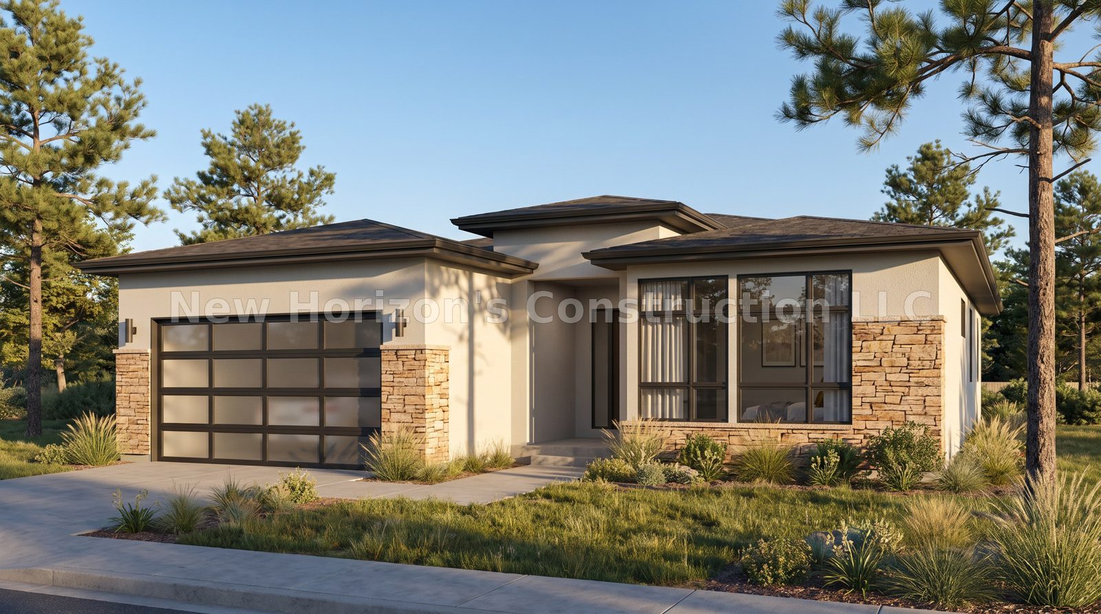 Concept rendering of the Sanctuary Patio Home, a contemporary home by New Horizons Construction