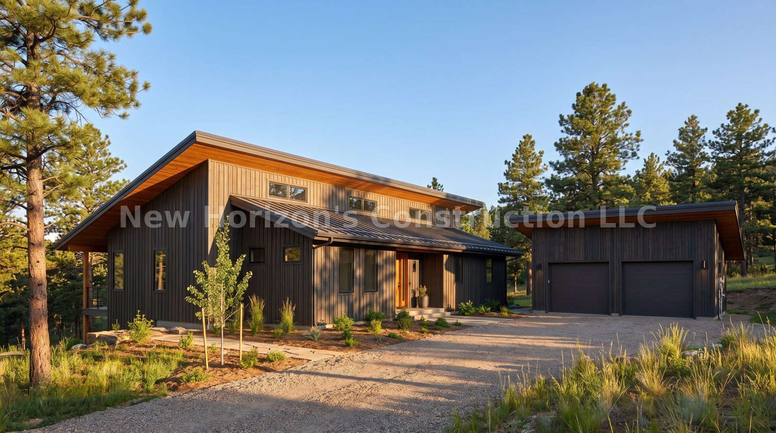 Concept rendering of the Spruce Mountain Modern Cabin, a mountain contemporary home by New Horizons Construction