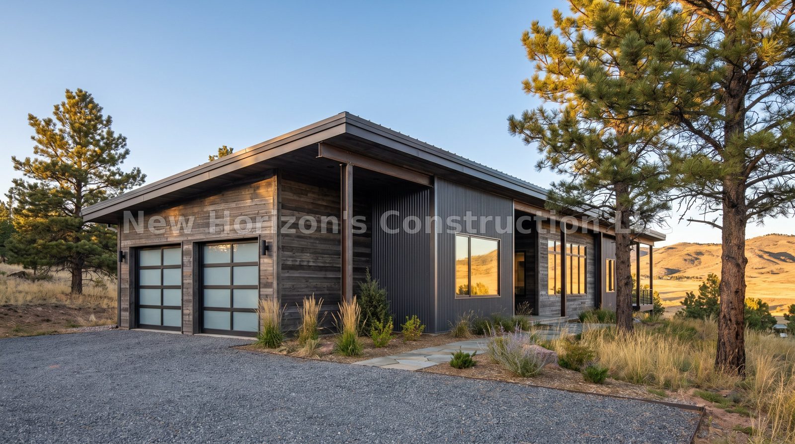 Concept rendering of the Ute Pass Single-Level, a mountain contemporary home by New Horizons Construction