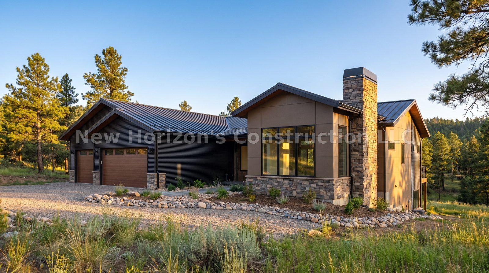 Concept rendering of the Wildfire-Smart Mountain Modern, a mountain contemporary home by New Horizons Construction