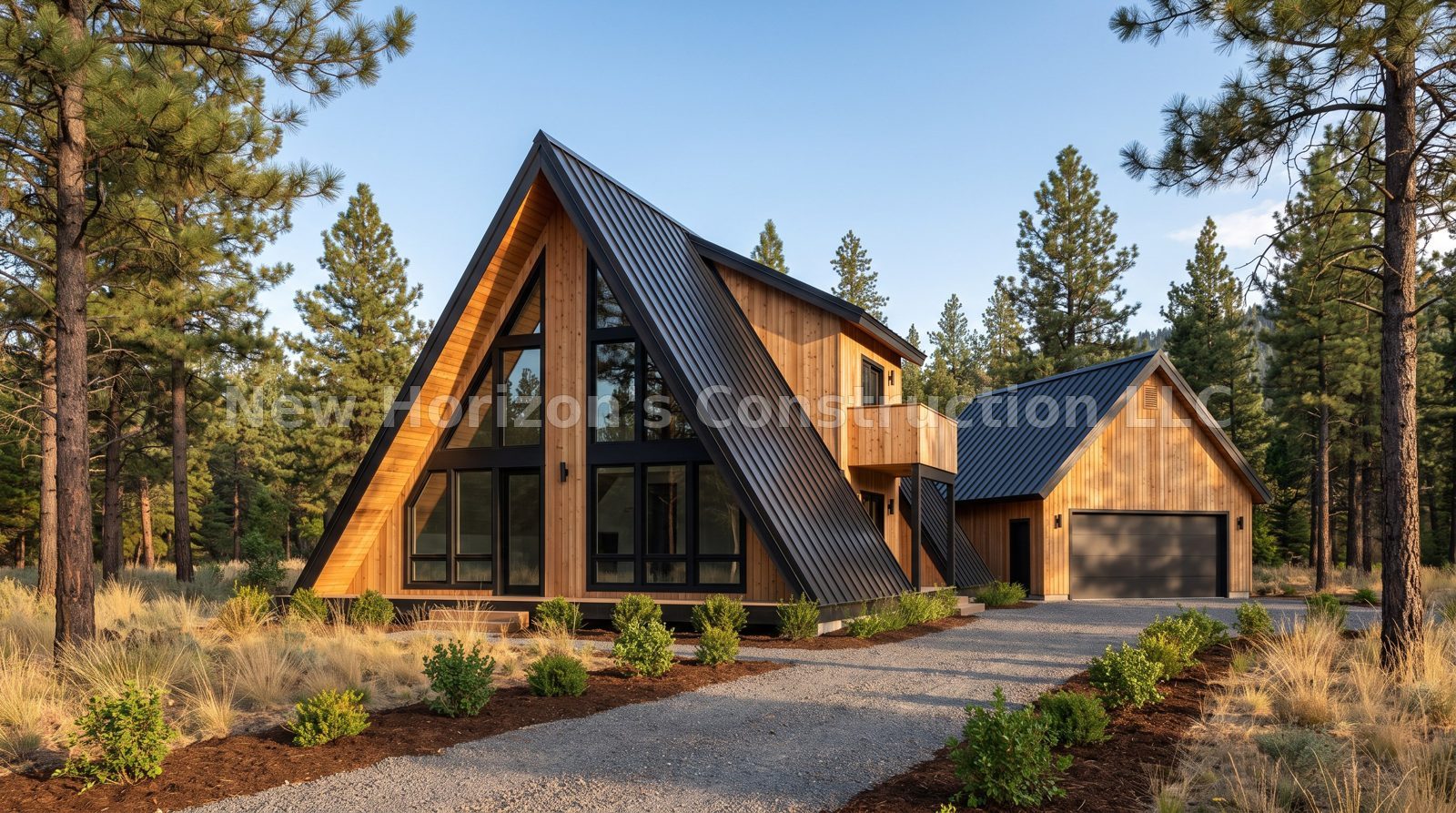 Concept rendering of the Woodland Park Twin A-Frame, a a-frame home by New Horizons Construction