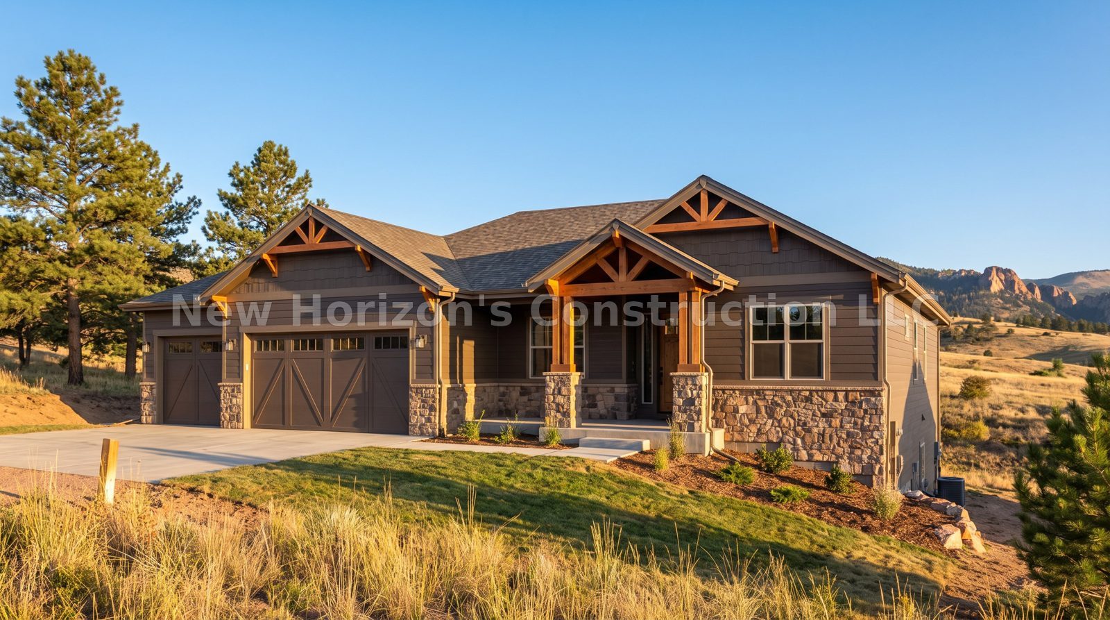 Concept rendering of the Woodmen Valley Walkout Ranch, a craftsman home by New Horizons Construction